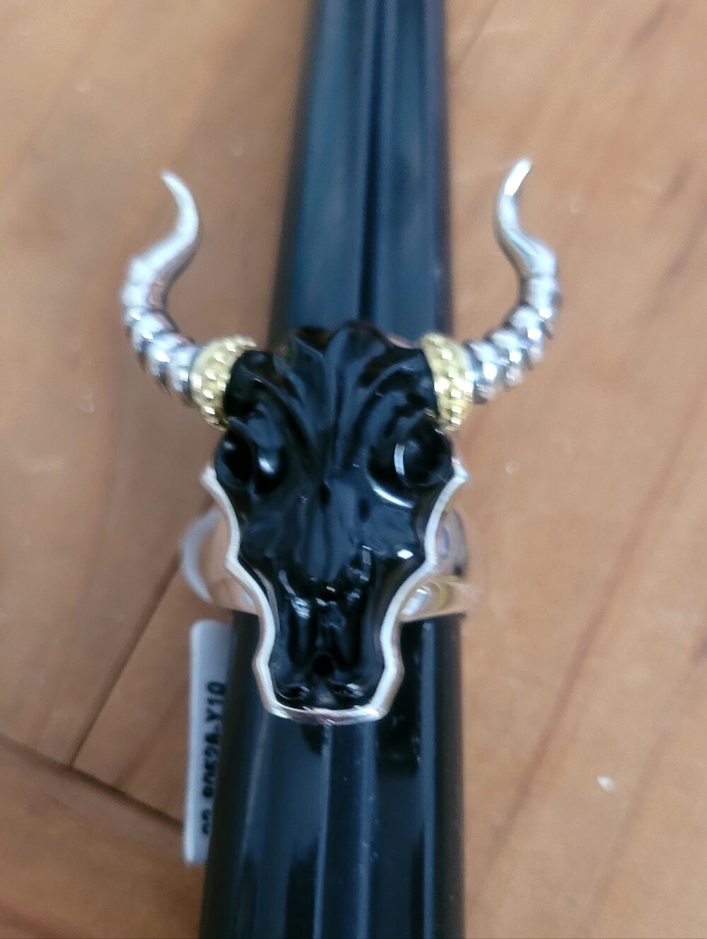 LAGOS Sterling Silver Black Agate Long Horn Ring sz.10